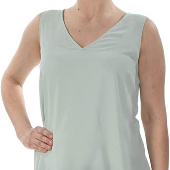 INC Handkerchief Hem Sleeveless V Neck Top - Picture 2 of 6